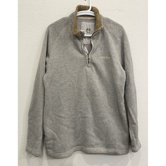 Timberland Men's Sweatshirt XL Quarter Zip Pullover Sweater Gray Winter Outdoor - Picture 1 of 7